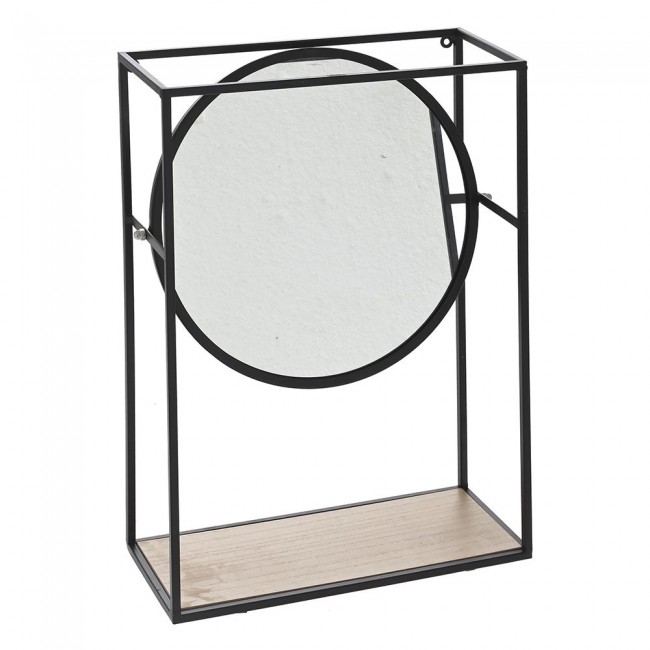 Καθρέφτης με ράφι από μέταλλο σε χρώμα μαύρο 36x15x50