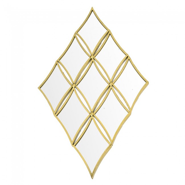 Καθρέφτης με ρόμβους από μέταλλο/γυαλί σε χρώμα χρυσό 58x95