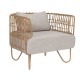 Πολυθρόνα από rattan σε μπεζ χρώμα με εκρού μαξιλάρια 76Χ66Χ65