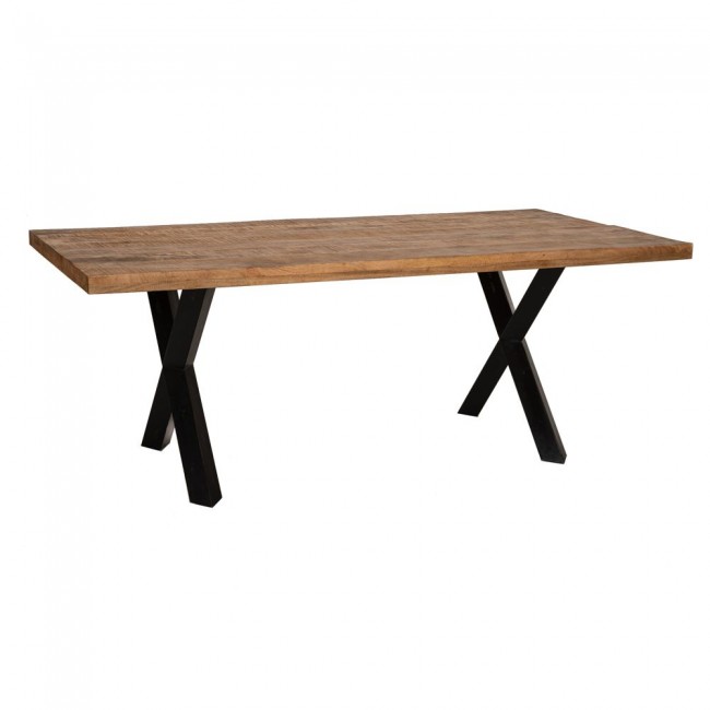 Τραπέζι τραπεζαρίας από ξύλο/μέταλλο σε καφέ/μαύρο χρώμα 200x100x78