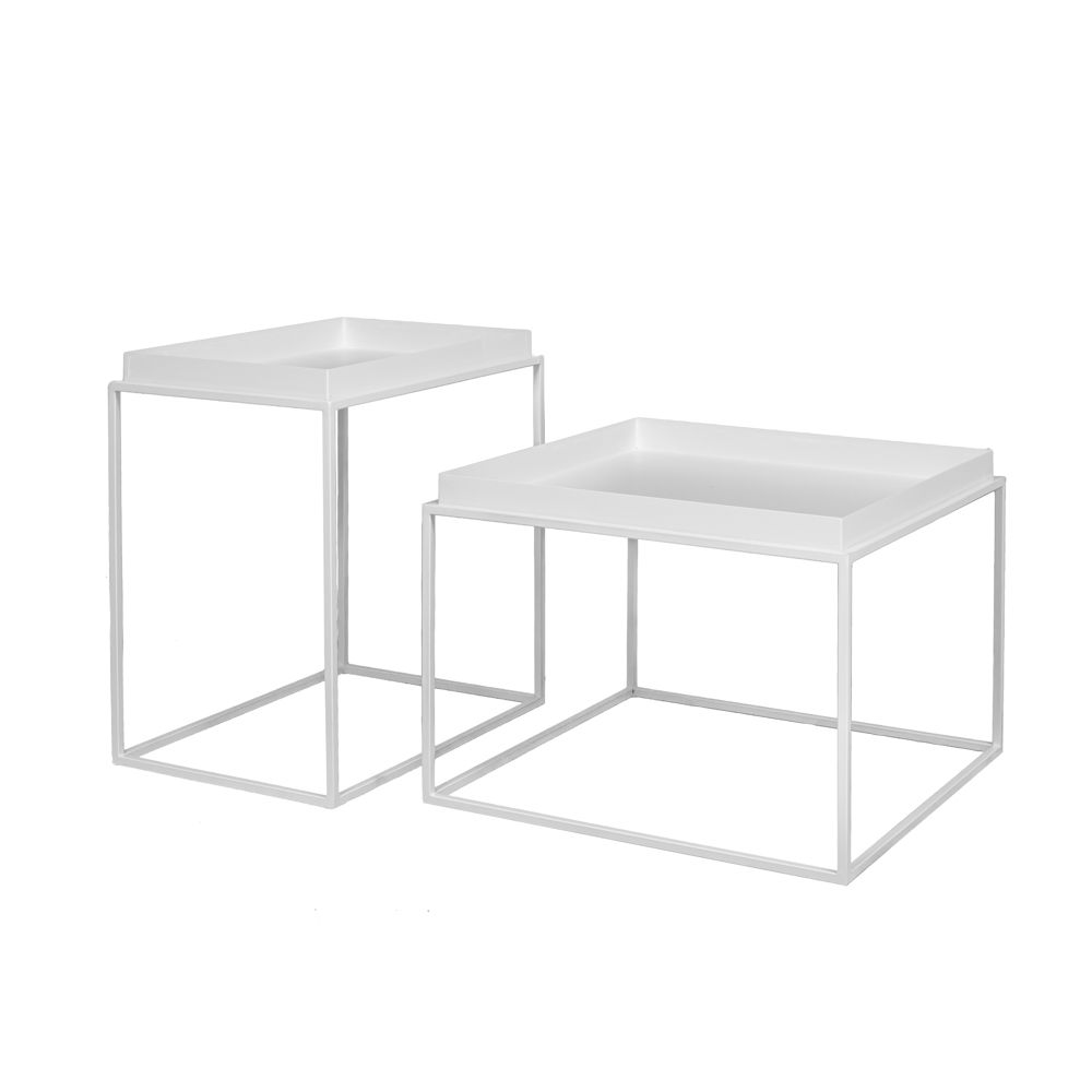 Τραπέζια βοηθητικά σετ 2τμχ από μέταλλο σε λευκό χρώμα 60x60x40