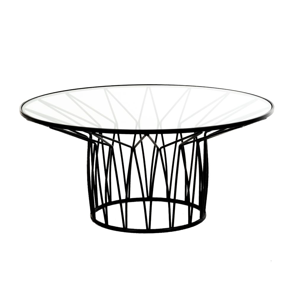 Τραπέζι σαλονιού από μέταλλο/γυαλί σε μαύρο χρώμα 85Χ85Χ40