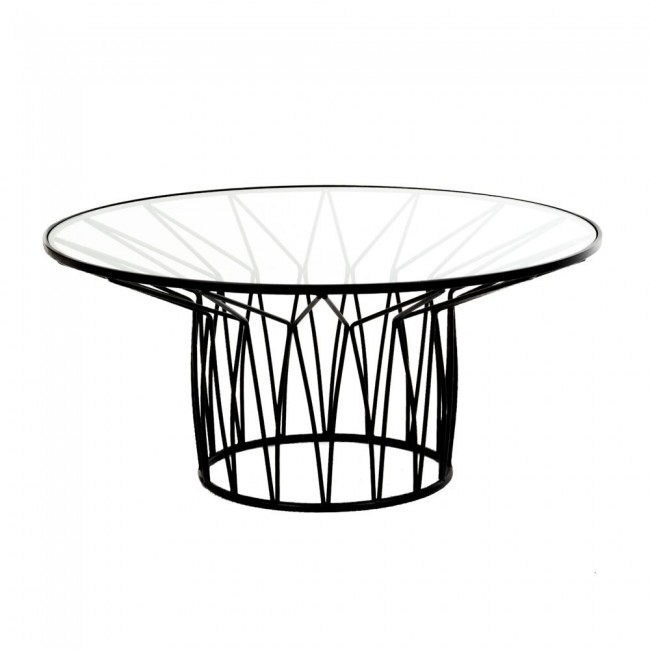 Τραπέζι σαλονιού από μέταλλο/γυαλί σε μαύρο χρώμα 85Χ85Χ40