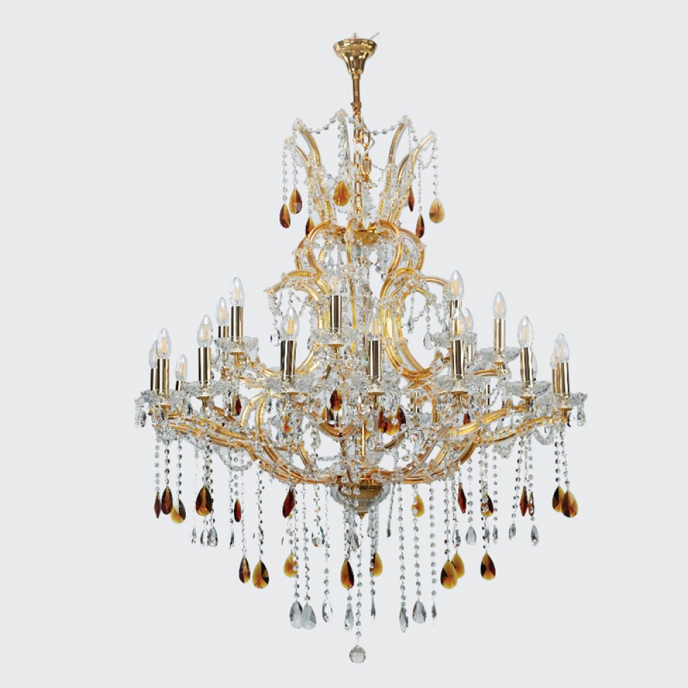 Πολυέλαιος από μέταλλο-κρύσταλλα σε χρυσό-μελί χρώμα Ε14 Φ110x120