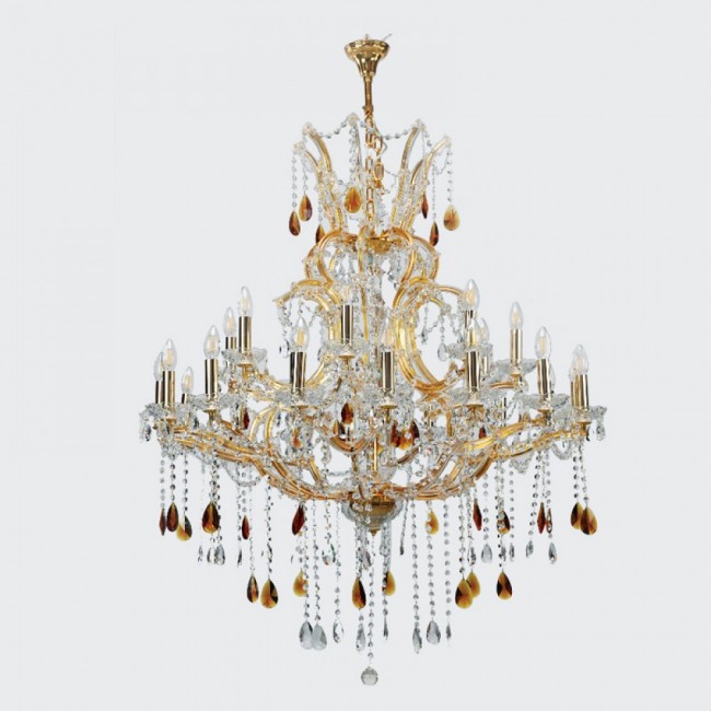 Πολυέλαιος από μέταλλο-κρύσταλλα σε χρυσό-μελί χρώμα Ε14 Φ110x120