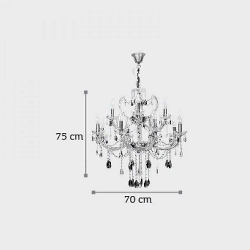 Πολυέλαιος από μέταλλο-κρύσταλλα σε οξυντέ-μελί χρώμα Ε14 Φ70x75