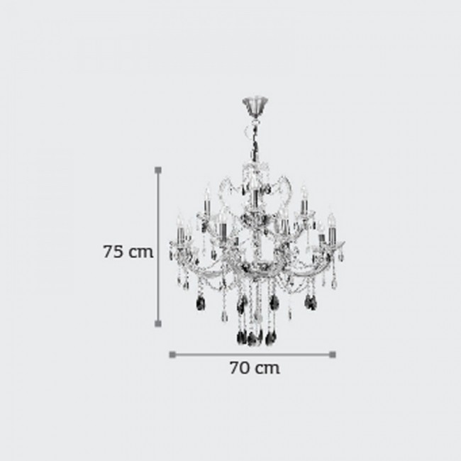 Πολυέλαιος από μέταλλο-κρύσταλλα σε οξυντέ-μελί χρώμα Ε14 Φ70x75