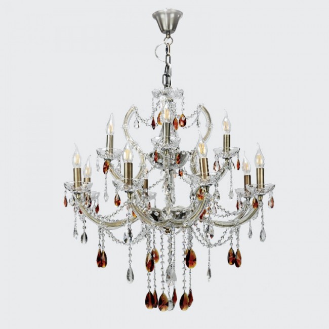 Πολυέλαιος από μέταλλο-κρύσταλλα σε οξυντέ-μελί χρώμα Ε14 Φ70x75