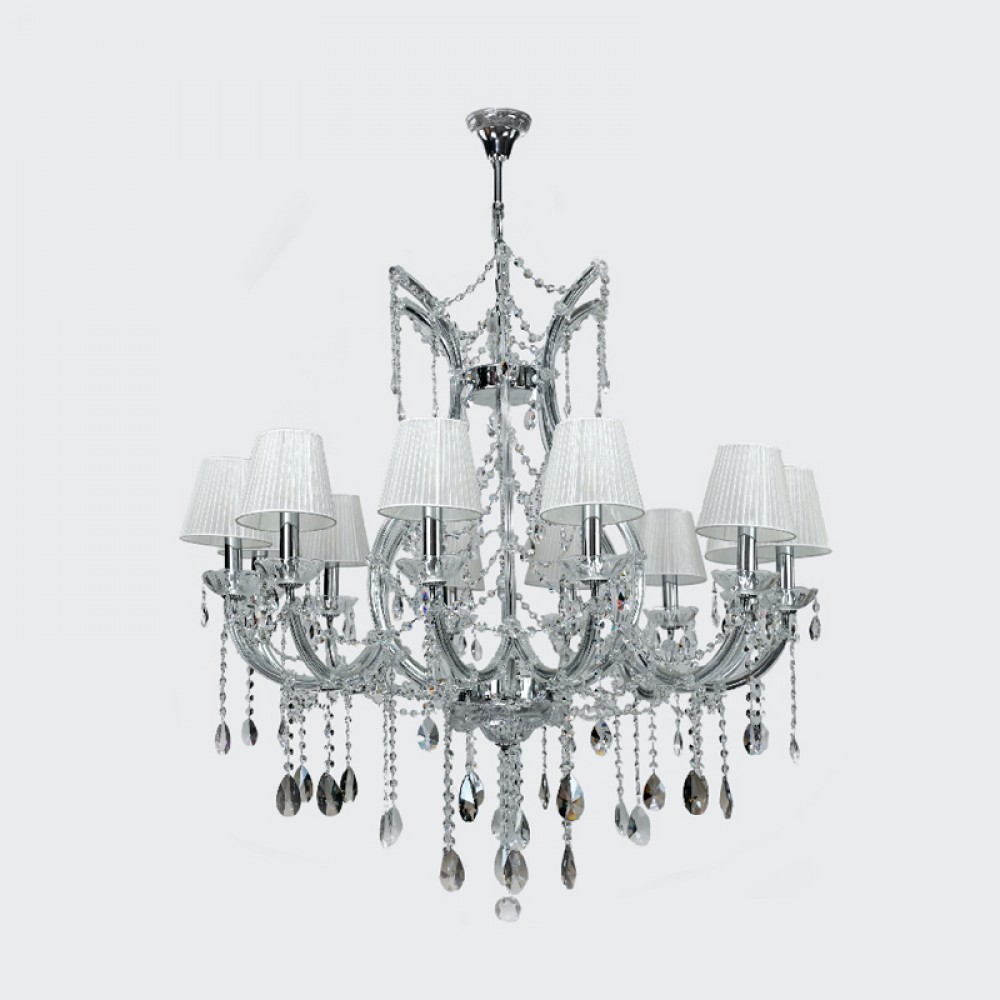 Πολυέλαιος από μέταλλο-κρύσταλλα σε χρωμίου-φιμέ χρώμα Ε14 Φ100x100