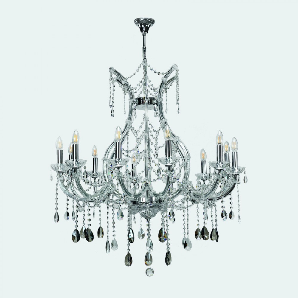 Πολυέλαιος από μέταλλο-κρύσταλλα σε χρωμίου-φιμέ χρώμα Ε14 Φ100x100