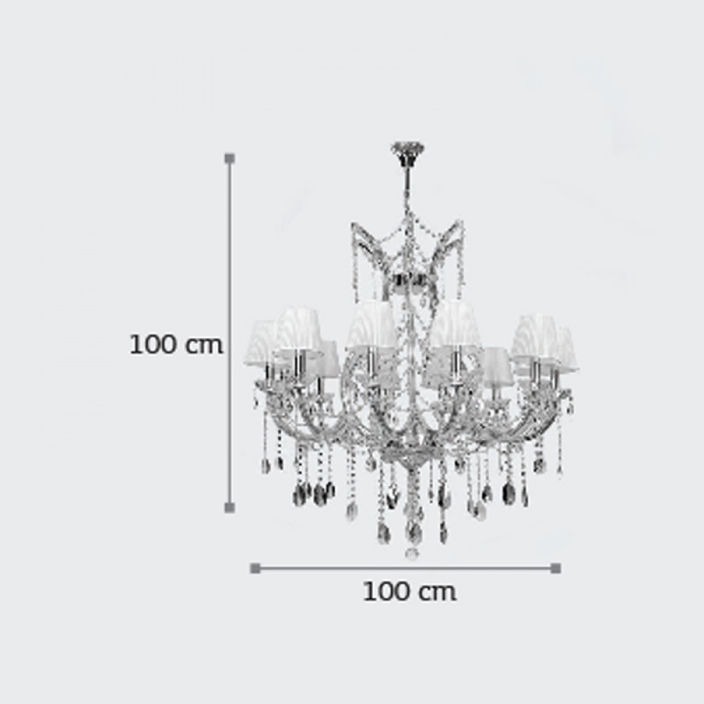Πολυέλαιος από μέταλλο-κρύσταλλα σε χρωμίου-φιμέ χρώμα Ε14 Φ100x100