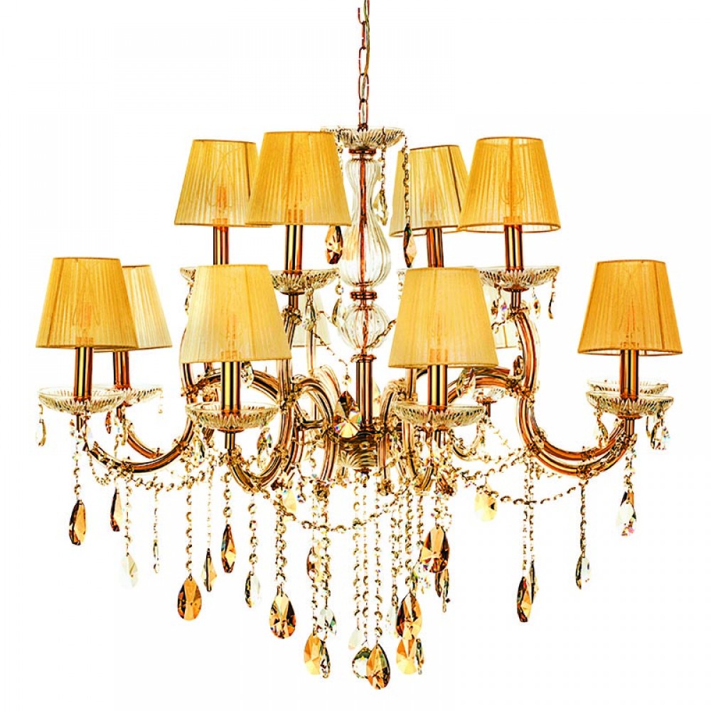 Πολυέλαιος από μέταλλο-κρύσταλλα σε χρυσό-μελί χρώμα Ε14 Φ90