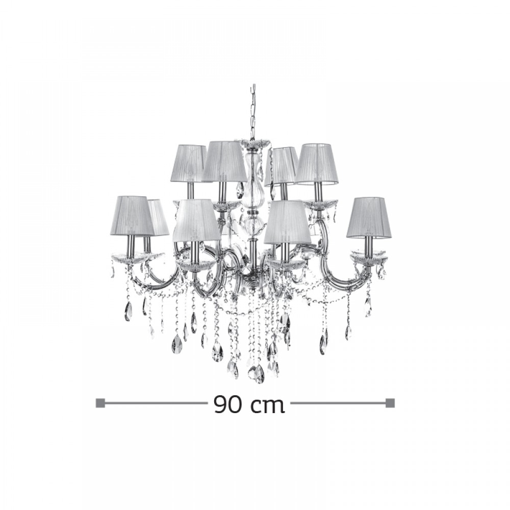 Πολυέλαιος από μέταλλο-κρύσταλλα σε χρυσό-μελί χρώμα Ε14 Φ90