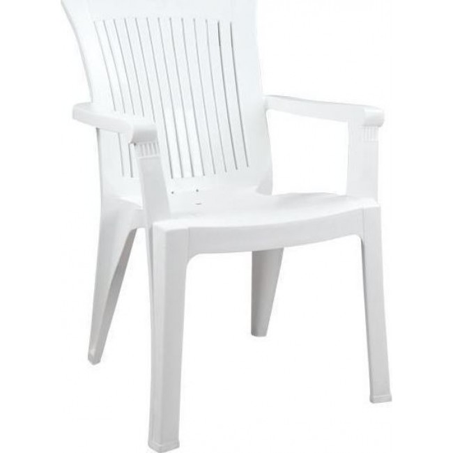 Πολυθρόνα κήπου "ΚΛΕΙΩ" από πλαστικό σε λευκό χρώμα 60x67x89