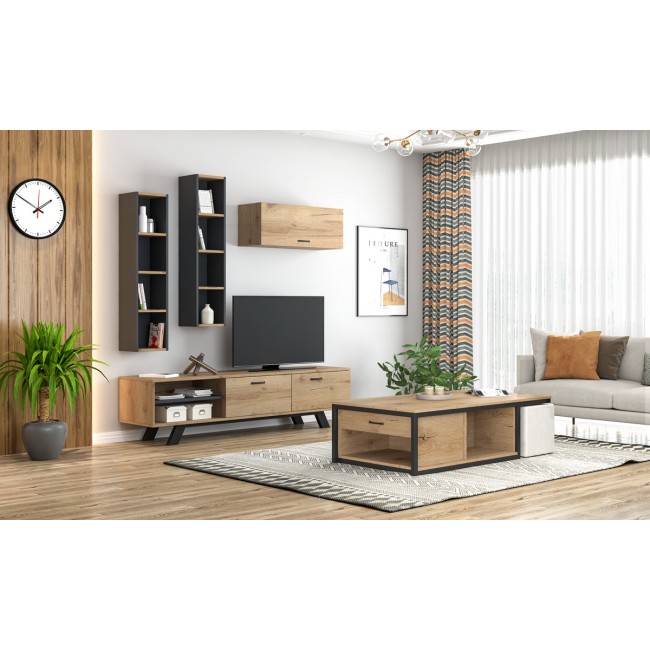 Σύνθεση σαλονιού "ΝΟ46" 4τμχ σε μελί χρώμα 180x44.5x50