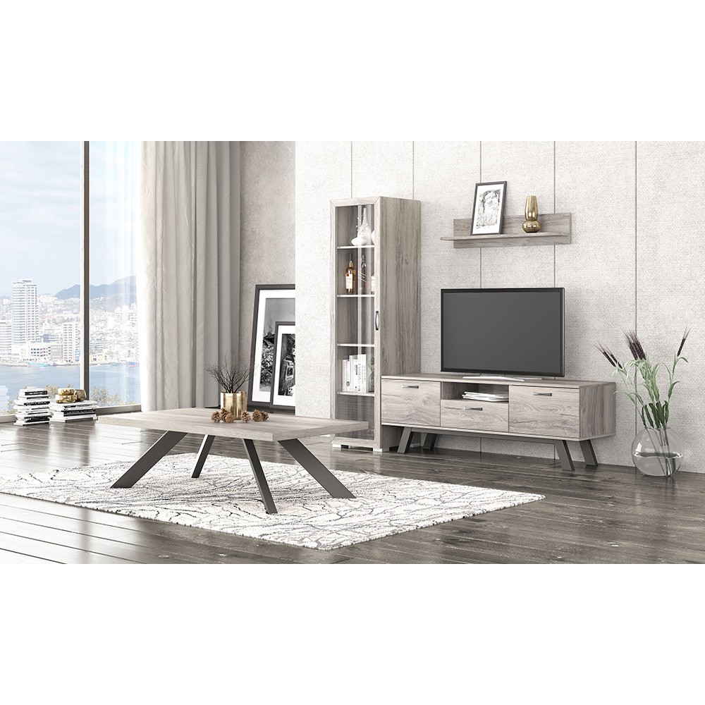 Σύνθεση σαλονιού "ΝΟ30" 3τμχ σε σταχτί χρώμα 150x44.5x52