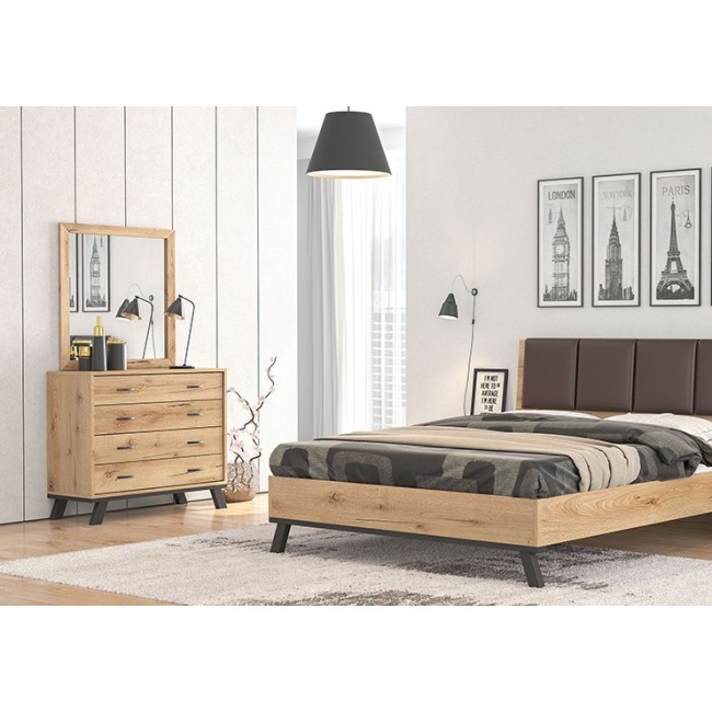 Τουαλέτα "ΝΟ6" με τέσσερα συρτάρια σε μελί χρώμα 93.5x44.5x88