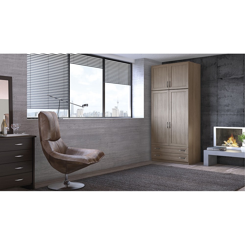 Ντουλάπα δίφυλλη με πατάρι σε μόκα χρώμα 102x60x233