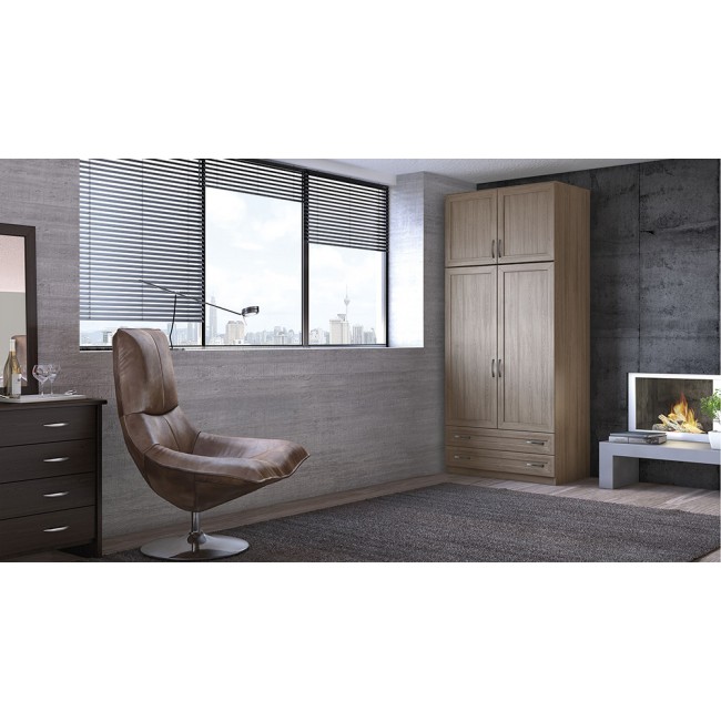 Ντουλάπα δίφυλλη με πατάρι σε μόκα χρώμα 102x60x233