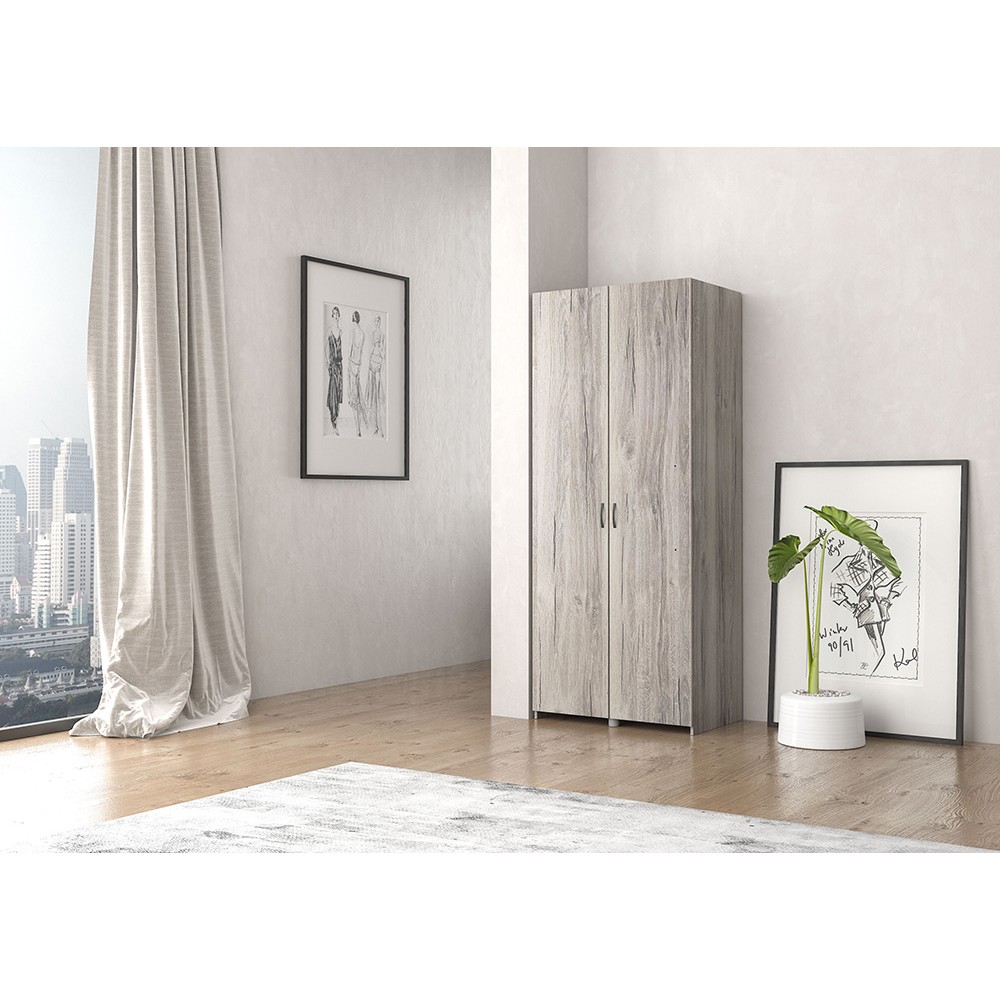 Ντουλάπα δίφυλλη σε σταχτί χρώμα 80x50x180