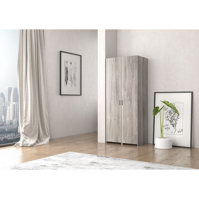 Ντουλάπα δίφυλλη σε σταχτί χρώμα 80x50x180