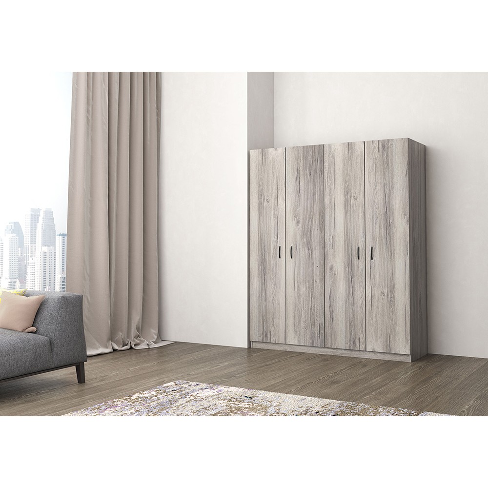 Ντουλάπα τετράφυλλη σε σταχτί χρώμα 182x60x220