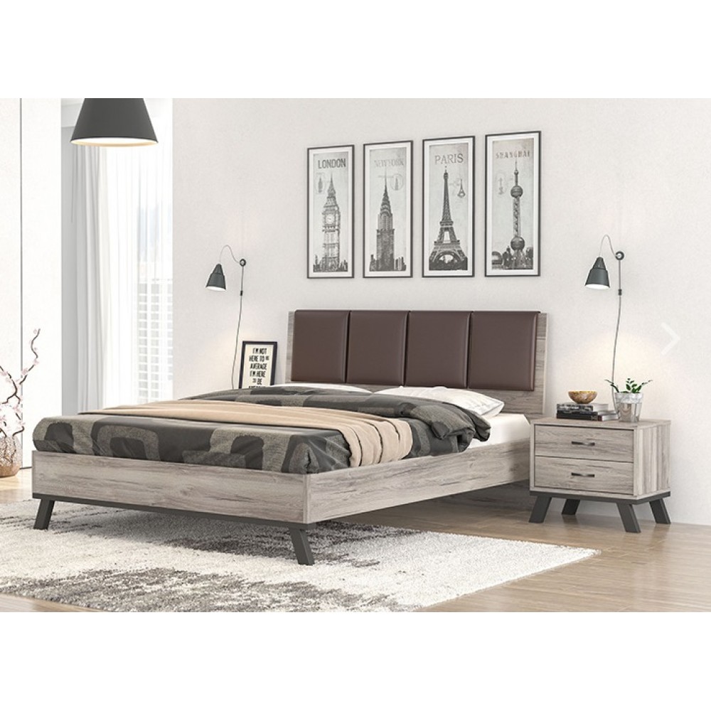 Κομοδίνο "ΝΟ6" σε σταχτί χρώμα 54x44.5x54.5