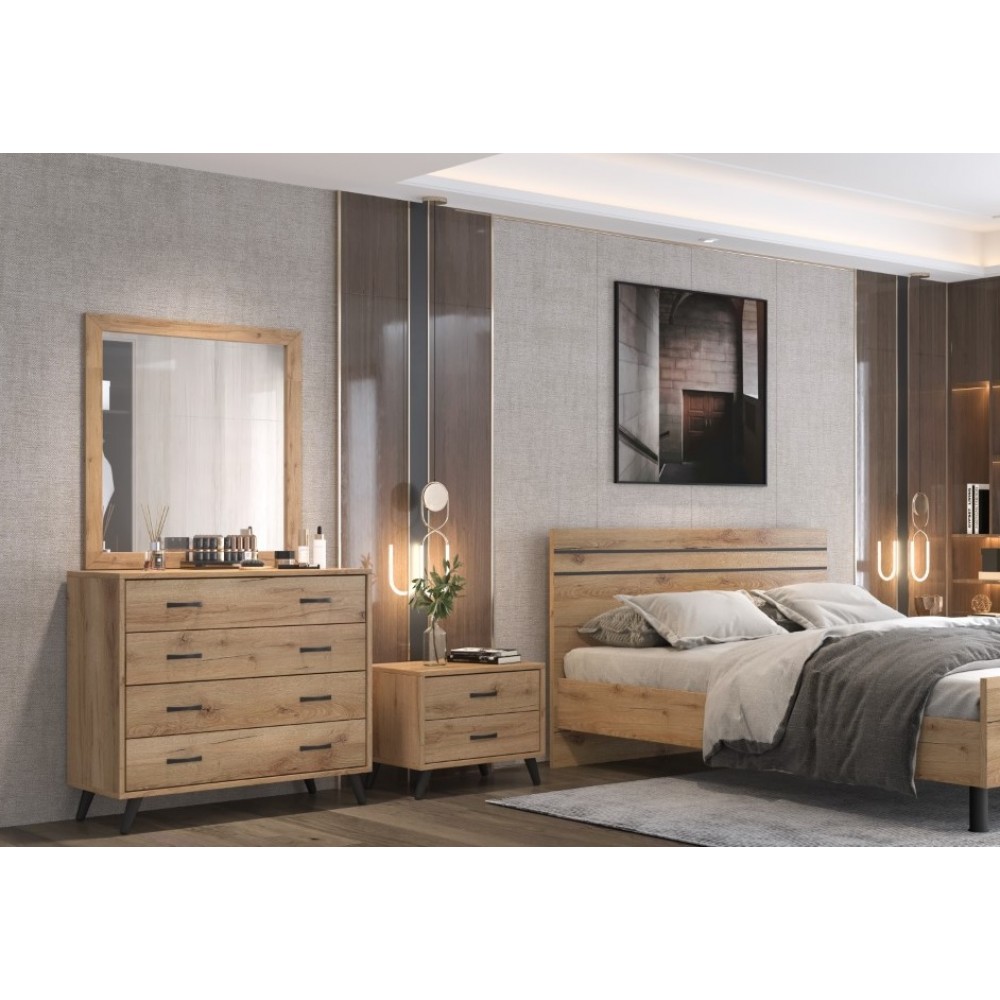 Τουαλέτα "ΝΟ8" με τέσσερα συρτάρια σε μελί χρώμα 93.5x44.5x83