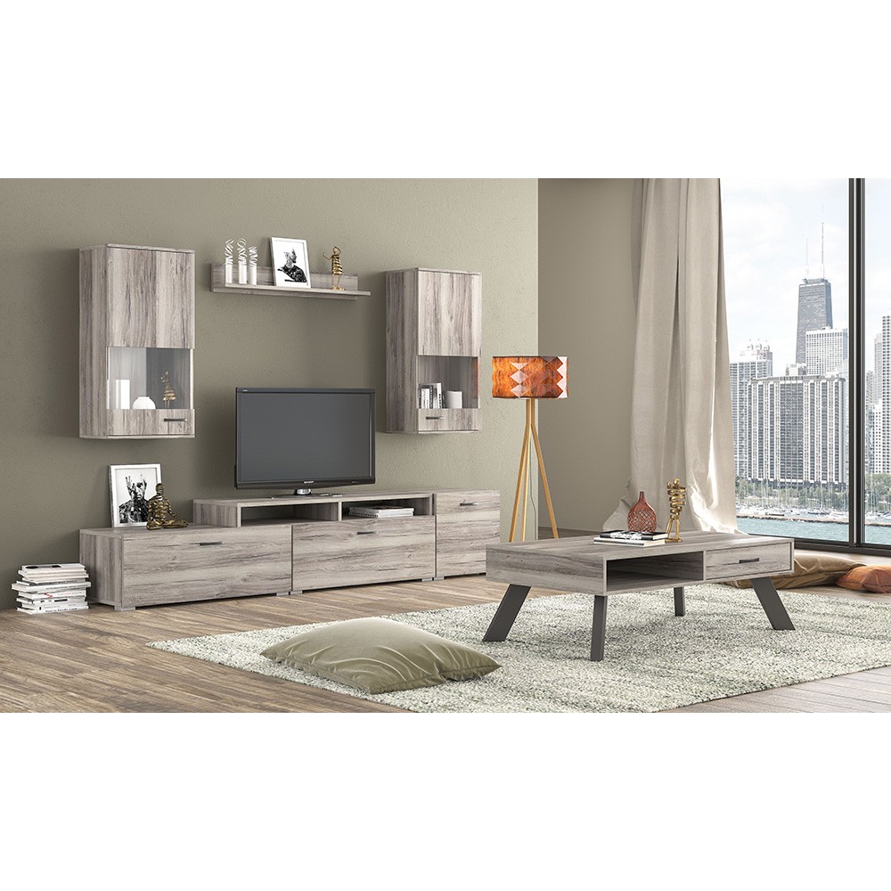 Σύνθεση σαλονιού "ΝΟ27" 6τμχ σε σταχτί χρώμα 45x30x93