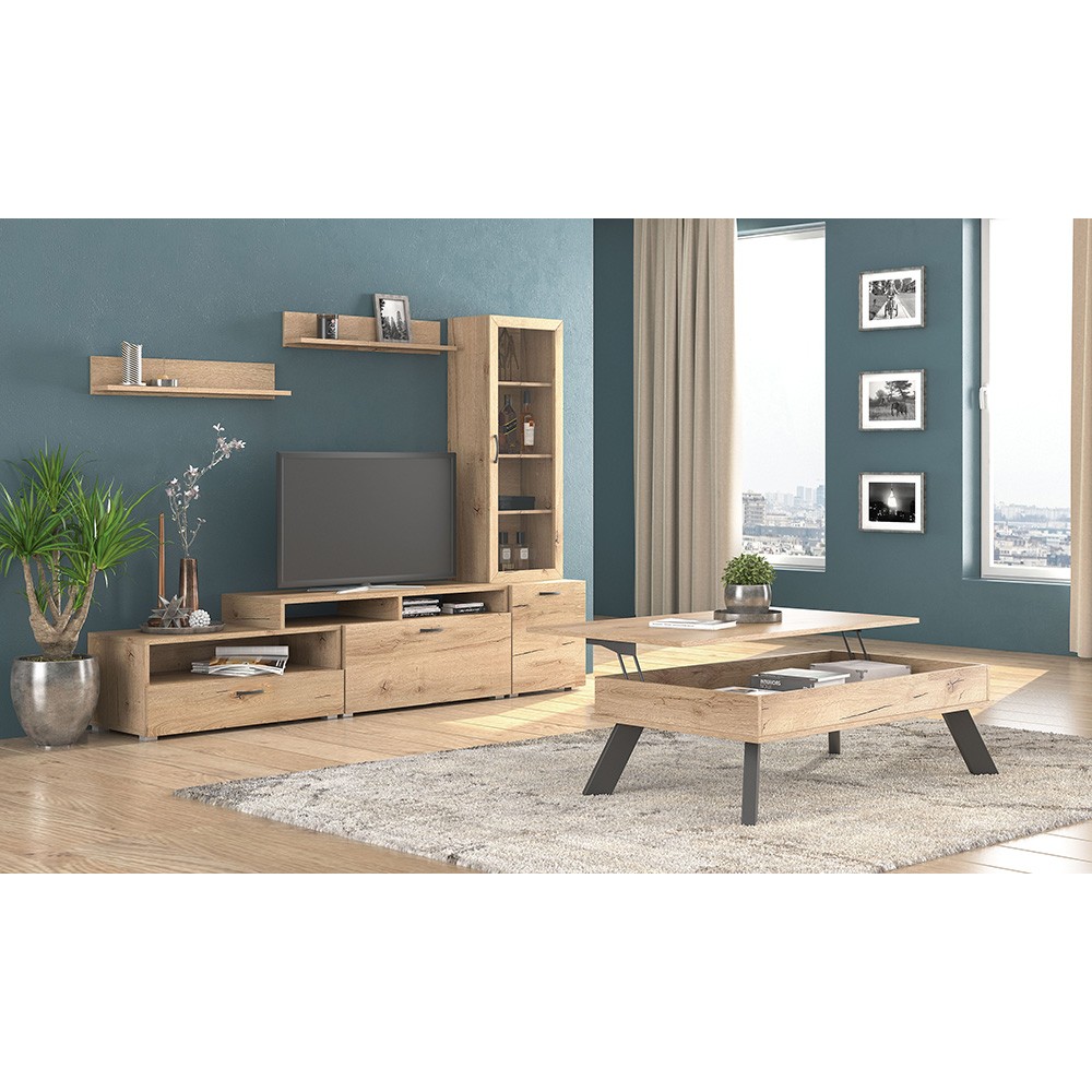 Σύνθεση σαλονιού "ΝΟ28" 7τμχ σε μελί χρώμα 45x30x120