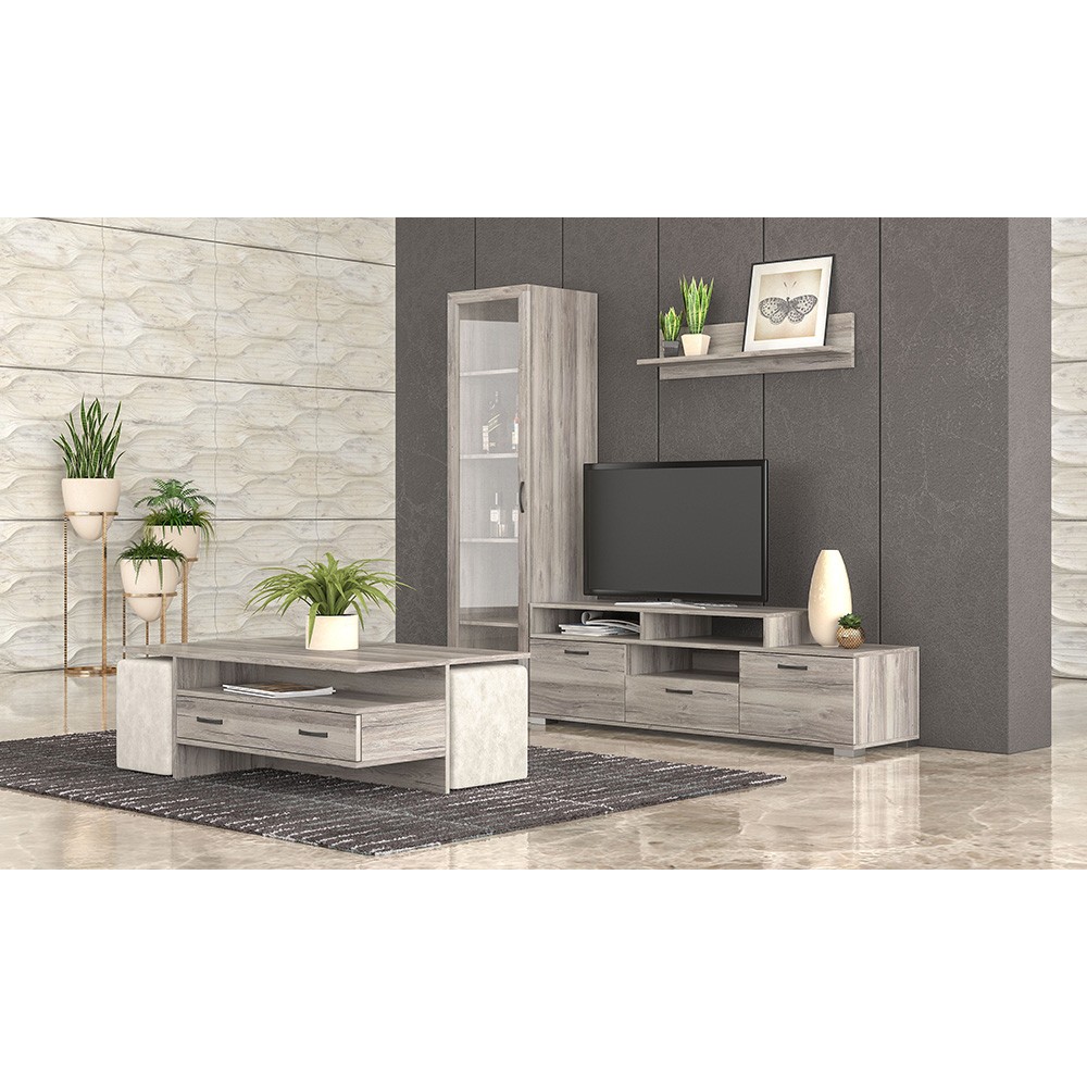 Σύνθεση σαλονιού "ΝΟ29" 4τμχ σε σταχτί χρώμα 150x44.5x36