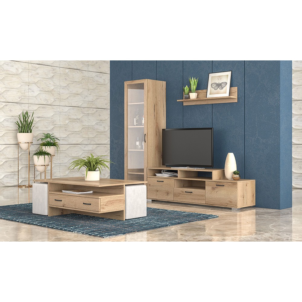 Σύνθεση σαλονιού "ΝΟ29" 4τμχ σε μελί χρώμα 150x44.5x36