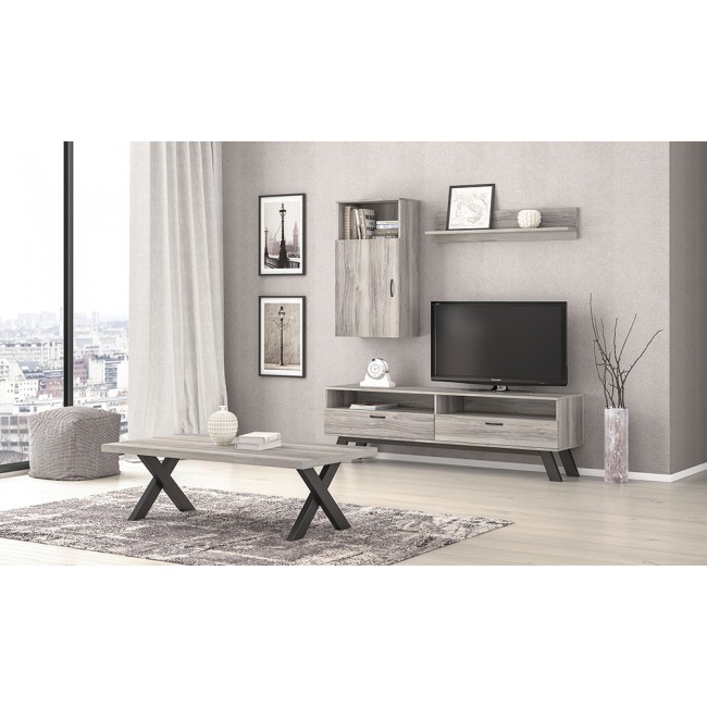 Σύνθεση σαλονιού "ΝΟ32" 3τμχ σε σταχτί χρώμα 150x44.5x52