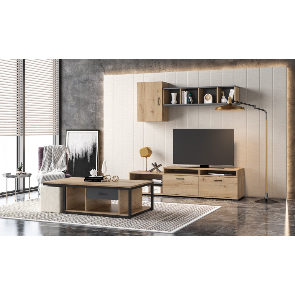 Σύνθεση σαλονιού "ΝΟ43" 4τμχ σε μελί χρώμα 180x44.5x33