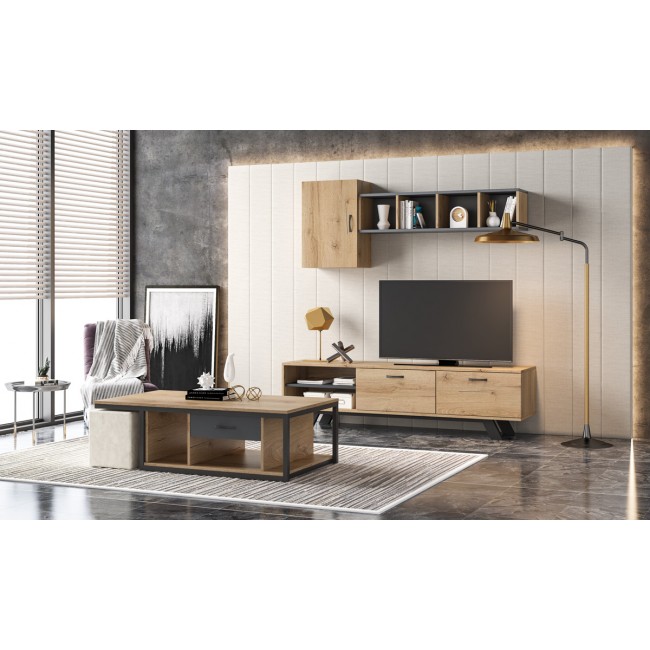 Σύνθεση σαλονιού "ΝΟ44" 3τμχ σε μελί χρώμα 180x44.5x50