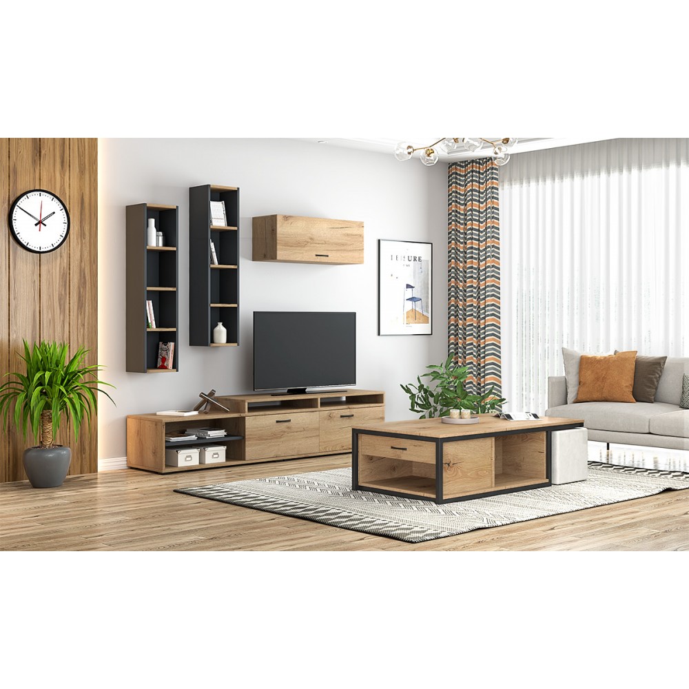 Σύνθεση σαλονιού "ΝΟ45" 4τμχ σε μελί χρώμα 180x44.5x33