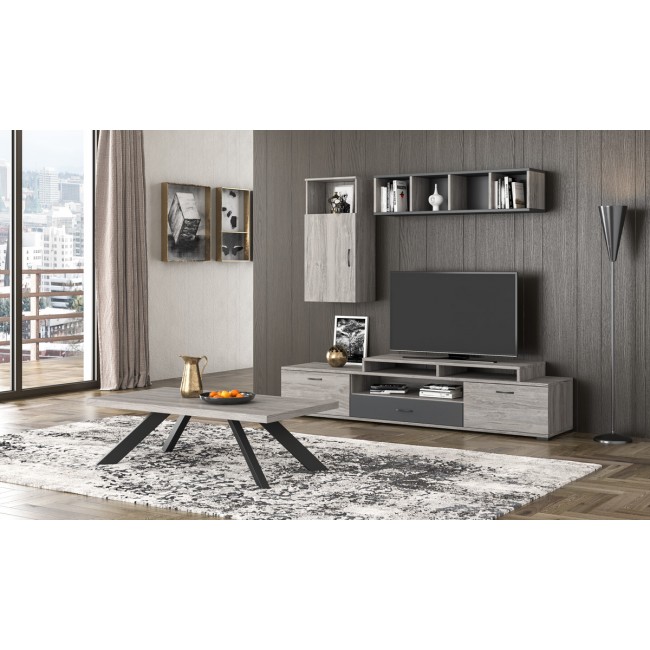 Σύνθεση σαλονιού "ΝΟ49" 4τμχ σε σταχτί χρώμα 210x44.5x33