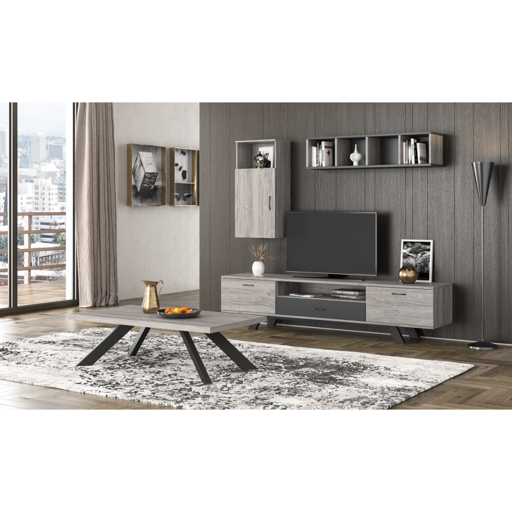 Σύνθεση σαλονιού "ΝΟ50" 3τμχ σε σταχτί χρώμα 210x44.5x50