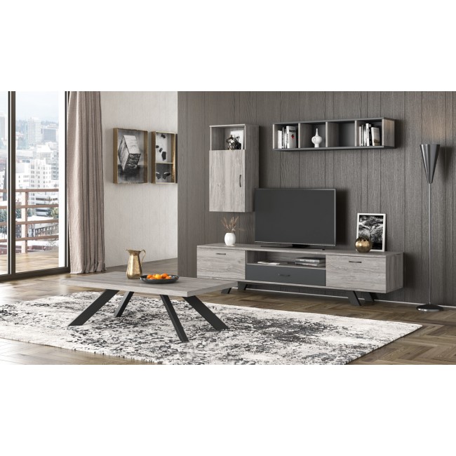 Σύνθεση σαλονιού "ΝΟ50" 3τμχ σε σταχτί χρώμα 210x44.5x50