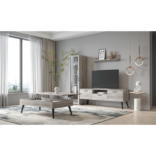 Σύνθεση σαλονιού "ΝΟ55" 3τμχ σε σταχτί χρώμα 150x44.5x58