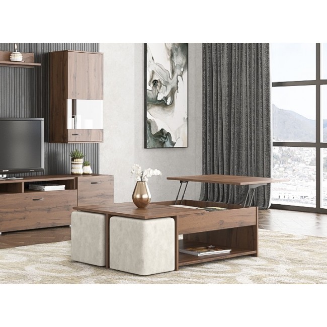 Τραπέζι σαλονιού "ΝΟ6" πολυμορφικό σε καρυδί χρώμα 120x75x40