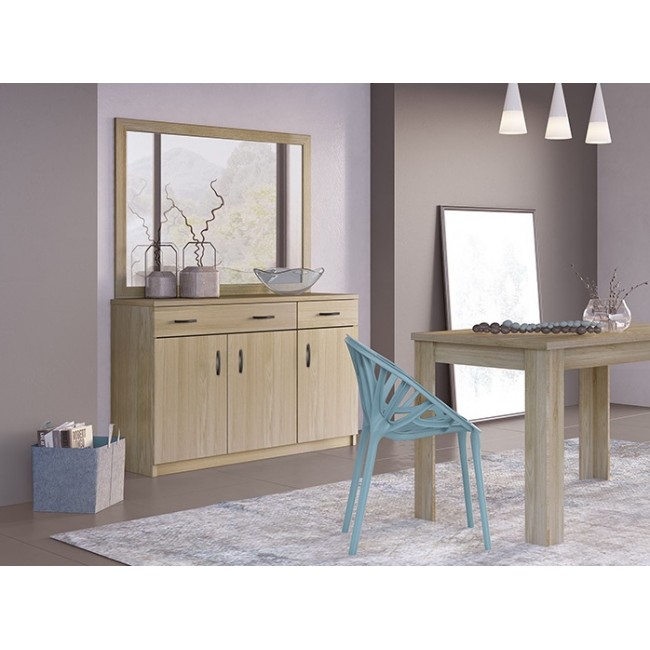 Μπουφές με καθρέφτη σε λάττε χρώμα 120x38x84