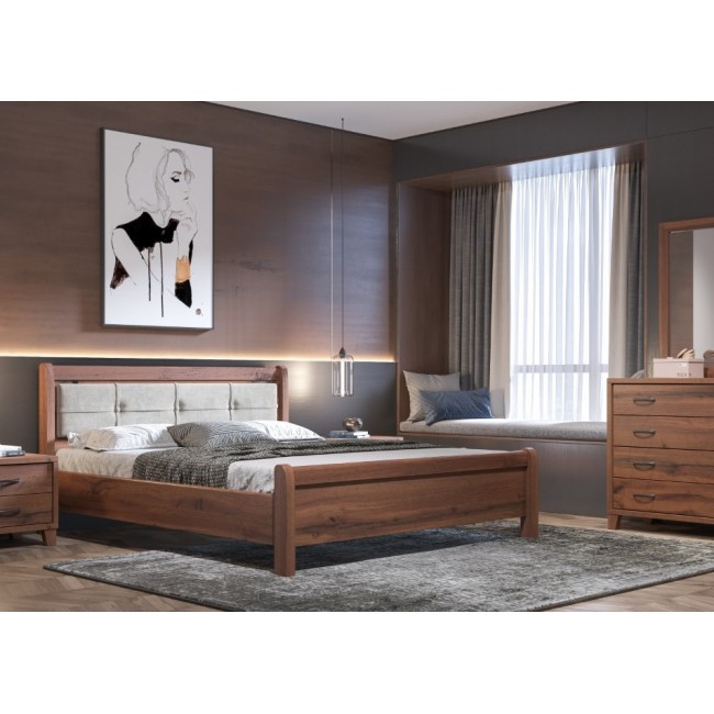 Κρεβάτι διπλό "ΝΟ16Δ" σε καρυδί χρώμα 160x200