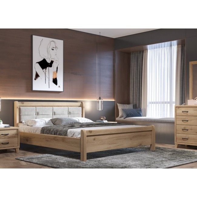 Κρεβάτι διπλό "ΝΟ16Δ" σε μελί χρώμα 150x200