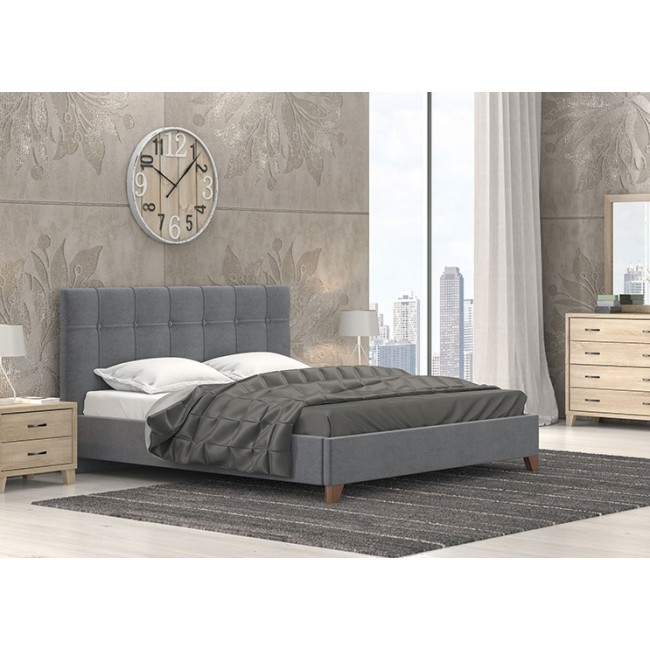Κρεβάτι διπλό "ΝΟ62" από ύφασμα σε γκρι χρώμα 160x200
