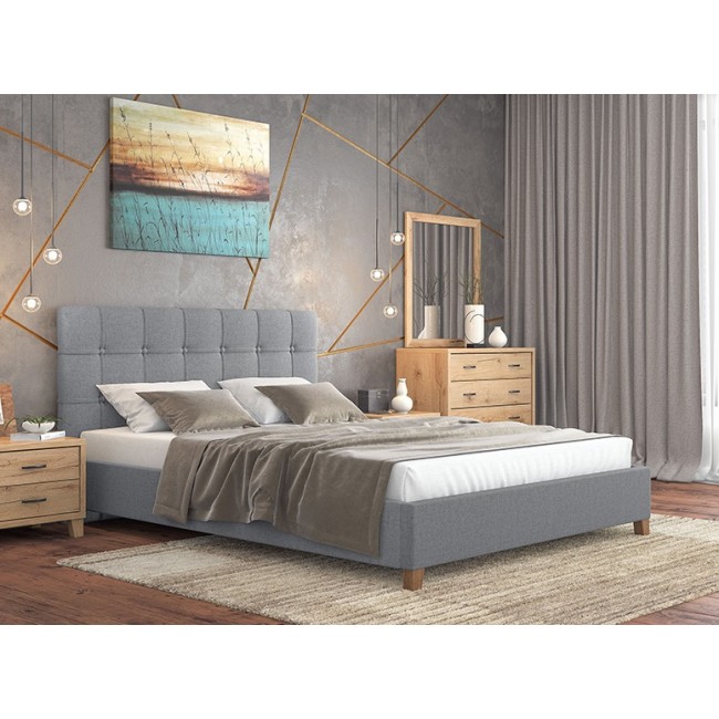 Κρεβάτι διπλό "ΝΟ64" από ύφασμα σε γκρι χρώμα 160x200