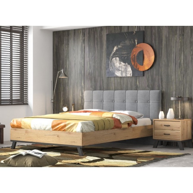Κρεβάτι διπλό "ΝΟ75" σε μελί χρώμα 160x200