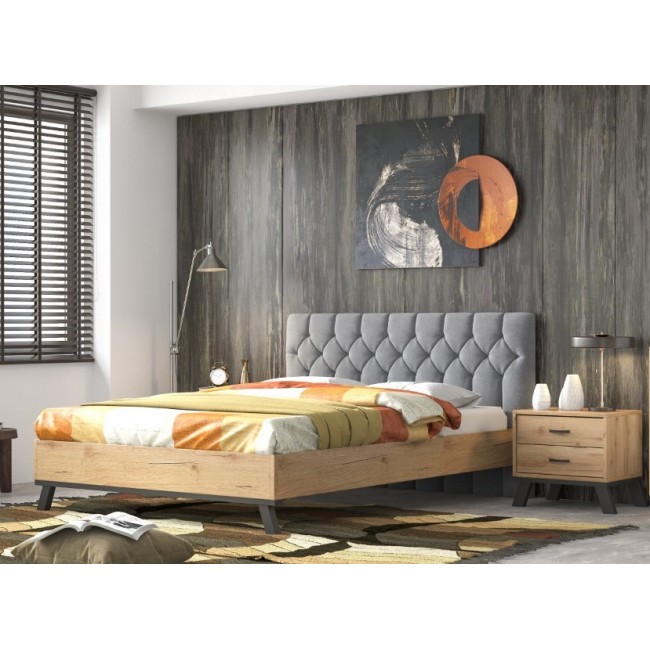 Κρεβάτι διπλό "ΝΟ76" σε μελί/γκρι χρώμα 160x200