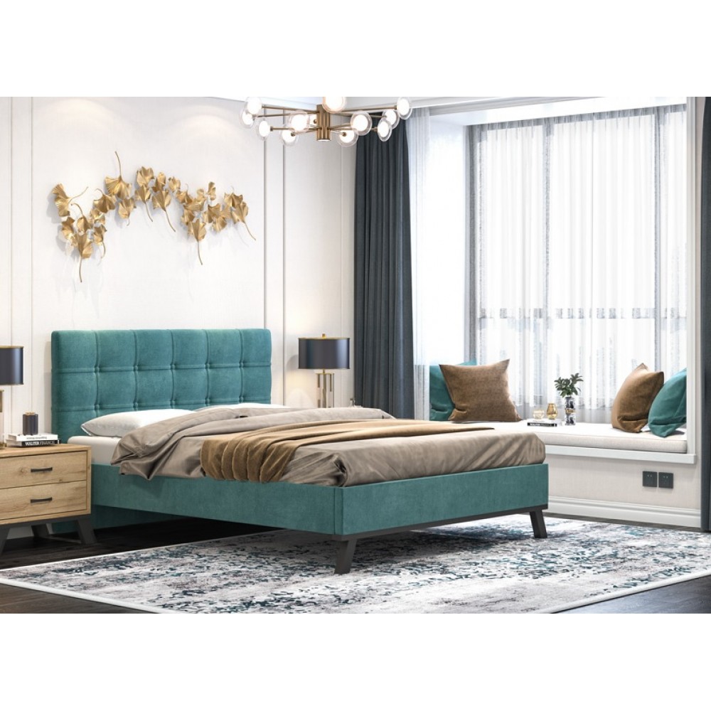 Κρεβάτι διπλό "ΝΟ79" από ύφασμα σε μπλε χρώμα 160x200