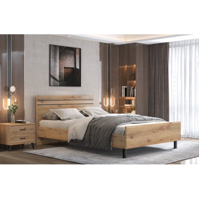 Κρεβάτι διπλό "ΝΟ81" σε μελί χρώμα 150x200